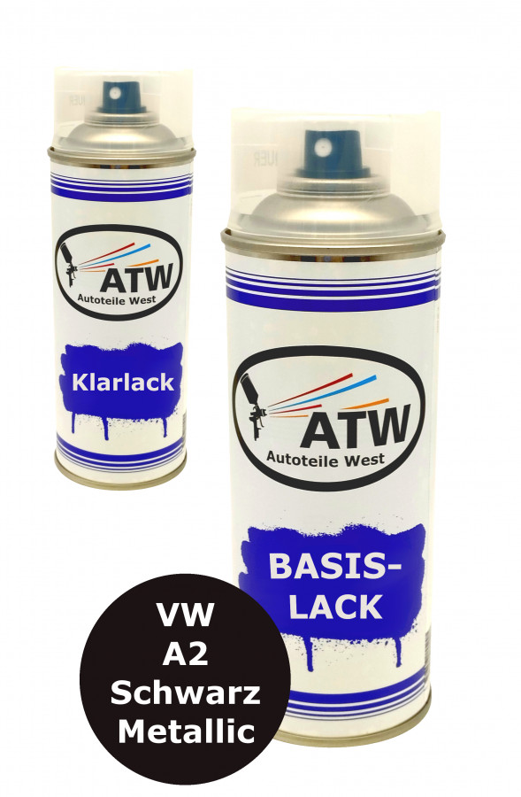 Autolack für VW A2 Schwarz Metallic +400ml Klarlack Set